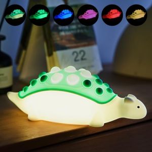 SALUOKE Veilleuse Dinosaure pour Enfants,Lampe en Silicone avec Bulle Pop,7 Modes de Veilleuse,Lampe Tactile Rechargeable,D&eacute;coration de Chambre de B&eacute;b&eacute;,Lampe Mignonne Cadeau pour Tout-Petits(Vert) (SALUOKE FR, neuf)