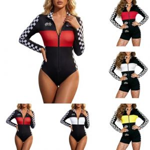 Combinaison de course pour femme - Demi-fermeture &eacute;clair - Manches longues - Col roul&eacute; - Fermeture &eacute;clair - Pour Halloween - Nuits talladega sexy - Costume de pilote de voiture - V&ecirc;tement gainant (Misyw, neuf)