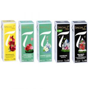Special T Set de capsules (50) - Red romance, Rose amour, Fleurs de Jasmin, Darjeeling (Bio) & Délices de fruits rouges - 10 capsules par paquet - pour machine Nestlé (Natur und Gesund, neuf)