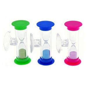CCHAMP Lot de 3 Sabliers de 3 Minutes pour le Brossage des Dents des Enfants - Avec Ventouse, Mini Minuteurs pour Brosse à Dents, Outil en Plastique (CHEER CHAMP, neuf)