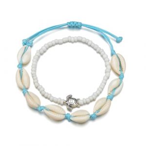 OUDQFCJ Ensemble de Chaîne de Cheville Bohème Femme Coquillage Tortue Plage Été pour Femmes et Filles (Mapico, neuf)