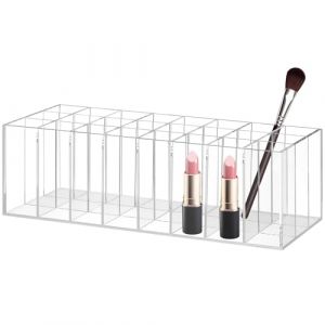FONDOTIN Pr&eacute;sentoir Maquillage Acrylique Transparent Compartiments Rangement Bureau pour L&egrave;vres et Crayons Sourcils Organisateur Cosm&eacute;tique et L&eacute;ger pour Tablette et Coiffeuse (KIOONG, neuf)