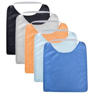 Vicloon Bavoir Elastique Maternelle, Lot de 5 Bavoir Enfant en &eacute;ponge Imperm&eacute;able, Bavoirs Imperm&eacute;able B&eacute;b&eacute; &eacute;lastique Maternelle Lavable, Bavoirs pour B&eacute;b&eacute;s Tissu 90% Coton avec Sangle &eacute;lastiques (Vicloon&reg;-FR, neuf)