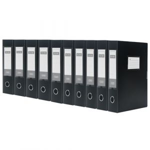 SOYIRI Lot de 10 Boîtes de Classement A4 en Plastique, Dos de 75 mm, Boîte à Archive pour bureau, école – Noir (long zi mao yi, neuf)