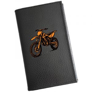 Syl'la &ndash; Etui Carte Grise Porte-papiers Voiture Permis Cuir Noir pour Homme &ndash; Moto Cross Orange Personnalis&eacute; avec Votre Pr&eacute;nom (sylla city, neuf)