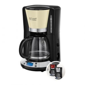 Russell Hobbs Cafetière filtre [Programmable, Technologie WhirlTech pour extraction & arôme optimaux] Crème (max 10 tasses, verseuse en verre 1,25L, Maintien au chaud, 1100W) Machine à café 24033-56 (MB Online-Shop, neuf)