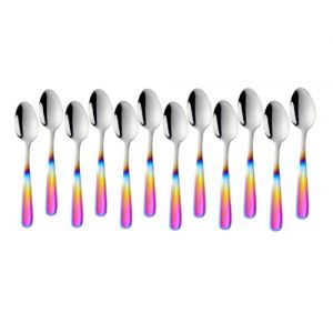 SBOMHS Lot de 12 cuill&egrave;res &agrave; caf&eacute; en acier inoxydable - 13,5 cm - Petites cuill&egrave;res &agrave; expresso - Cuill&egrave;res &agrave; dessert - Mini cuill&egrave;res &agrave; th&eacute; - Cuill&egrave;res &agrave; moka en m&eacute;tal (d&eacute;grad&eacute; de couleurs (Do Buy, neuf)