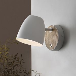 Applique Blanche Avec Interrupteur,Applique Bois Vintage E27,Aluminium Abat-Jour Pivotant,Moderne Intérieur Applique Ronde,Lampe de Lit Pour Chambre Lit,Salon,Couloir,Escalier,Salle De Bain,1pack (ouglres, neuf)