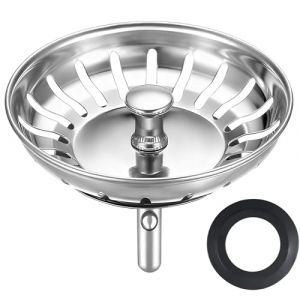 HUAERSICO Bouchon evier Cuisine 82mm - Filtre evier Cuisine - Bonde evier Cuisine INOX,2 Joints de Rechange Originaux pour &eacute;vier de Cuisine (HUAERSI, neuf)