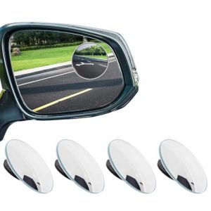 LACHT 4Pcs Rotatif Voiture Angle Mort Miroir Sans Cadre Rond 360&deg;Rotate Hd Verre Auto-Adh&eacute;sif Convexe Vue Arri&egrave;re Voiture C&ocirc;t&eacute; Miroir Angle Mort Ext&eacute;rieur Pour V&eacute;hicules, Moto, Camions Et Suv (candy27seven, neuf)