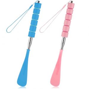 Teouuas 2 Pi&egrave;ces Chausse Pied Long Telescopique, Chausse Pied Longs Metal, Telescopique Chausses Pieds Longs, Chausses Pieds Long, pour Femmes, Hommes, Enfants, Seniors (Rose, Bleu) (Cegan T&auml;gliche Boutique, neuf)