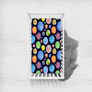 Odot Drap Housse pour Lit de Bébé, Motif Planète Housse de Matelas pour Bébé Drap Housse Respirant Douce pour Lit Parapluie et Berceau Draps Housses Enfants (65x95cm,Planète) (Odot, neuf)