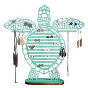 KASESSS Porte Bijoux Femme en Bois, Rangement Bijoux, Presentoir Bijoux de Tortues, Porte Boucle D'Oreille 99 Emplacements, Presentoir Boucle D'Oreille, Porte Collier pour Bagues, Bracelets, Colliers (KASESSS, neuf)