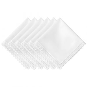 HOULIFE Mouchoirs en coton doux blanc pur pour femme avec bordure en dentelle pour f&ecirc;te de mariage (Houlife Hanky, neuf)