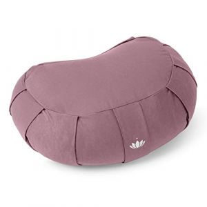 LOTUSCRAFTS Zafu coussin de méditation, hauteur d'assise 15 cm, modèle Siddah demi-lune, coussin de yoga, yoga bolster, housse en coton lavable, rembourrage d'épeautre, Certifié GOTS (Lotuscrafts, neuf)
