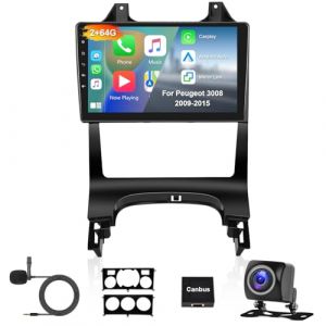 2GB+64GB Android Autoradio pour Peugeot 3008 2009-2015 Carplay sans Fil Android Auto, Hodozzy Écran Tactile 9 Pouces, GPS, WiFi,Bluetooth, FM/RDS, Mirror Link Radio 2 Din pour Peugeot 3008 + Caméra (Hodozzy Direct, neuf)