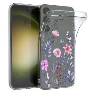Pazpnoy Coque pour Samsung Galaxy S23,Transparente Étui avec Exquis Motif Fleur Dessin,Housse TPU Ultra Mince, Silicone Femmes Antichoc Protection Case Cover-3 (Yanzyo, neuf)