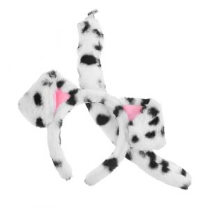 SAFIGLE 1ensemble Bandeau Oreilles De Chiens Avec Queue Accessoire Cosplay Amusant Pour Adultes Et Garçon Fille Déguisement De Dalmatien Pour Fête Et Halloween (Grand Di, neuf)