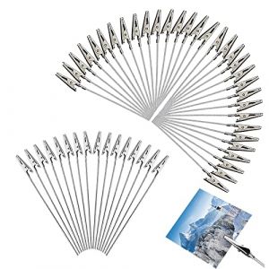 50 Pièces Mémo Clip, Pince Crocodile en Fil Métallique, Pinces à Photo Alligator, Pince Mémo Carte, Mémo Clip en Métal, Pour Photos de Mmariage, Anniversaire, Fête, Décoration de Table (Lhdfyqt, neuf)