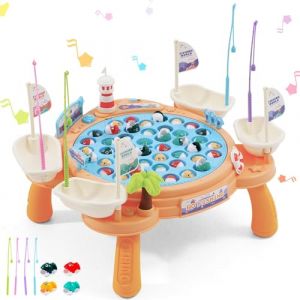 Maycoly Jouet Musical Ensemble de p&ecirc;che Jeu de p&ecirc;che Poisson avec Musique et Jouet de p&ecirc;che pour Enfants, 45 Poissons et 4 Cannes &agrave; P&ecirc;che pour Enfants,Jouet &eacute;ducatif pour Enfants &agrave; partir de 3 Ans (Maycoly, neuf)