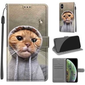 Coque pour iPhone X, Housse Etui Portefeuille Cuir Multifonction, Fermeture Magn&eacute;tique &agrave; Clapet Anti-Choc Compatible avec Coque iPhone XS Book - Chat (KENHONER, neuf)
