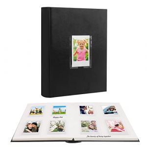 Album photo Polaroid à 128 pochettes avec espace d'écriture, fenêtre avant, 7,6 cm, compatible avec Fujifilm Instax Mini 12 11 9 8 7s 90 40, Polaroid 300, HP Sprocket, K-pop Photocards (Noir) (Ruibtree-FR, neuf)