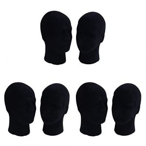 Bcowtte Lot de 6 t&ecirc;tes de mannequin mannequin en mousse de polystyr&egrave;ne noir pour homme (linglemaoyiyouxian, neuf)