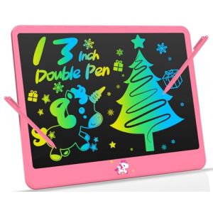 Tablette Dessin Enfant à double Stylet, Ardoise Magique Coloré de 13 Pouces, Tablettes d'écriture LCD, Cadeaux d'anniversaire et de Noël Jouets pour Filles et Garçons de 3 à 8 ans (Rose) (LEYAOYAO FR, neuf)
