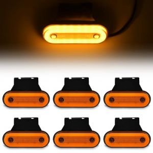 HOVCEH Feux de Gabarit LED 12V / 24V, 6Pcs LED Feux de Marquage Latéral, Feux de Position Lumière Universel avec Supports en Caoutchouc pour Remorque Camion RV Caravan (Jaune) (FMKJEU, neuf)