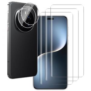 NOVAGO Compatible avec Honor Magic7 Pro 5G / Honor Magic 7 Pro 5G - 3 Films vitre Protection écran vitre Verre trempé incurvé Colle et Lampe fournie + 2 Films caméra Objectif arrière (NOVAGO-Vendeur PRO français, neuf)