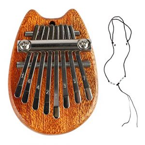 AOWINHIT Mini Kalimba 8 Instrument de Musique en Bois de Piano à Pouce clé pour Enfants avec Lanière, Mini Kalimba Piano Wood Enfants Portables (Jinyaot, neuf)