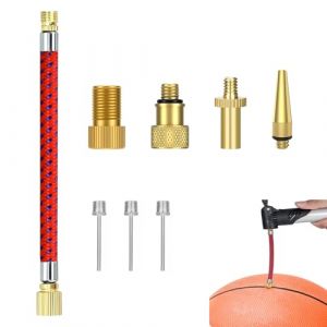 Lot de 8 Embout de Gonflage Universels, Convertisseurs DV/AV/SV avec 3 Aiguilles &agrave; Ballon, Embout Conique et Rallonge de Valve 16 cm, Compatible Sclaverand Schrader Dunlop pour V&eacute;lo, Voiture, Ballon (QianMoStore, neuf)