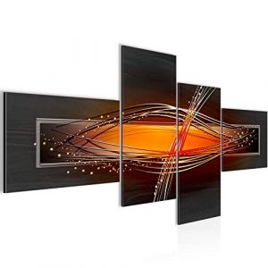 Runa Art Abstrait Impression Moderne - Tableau Decoration Murale Gris Orange Noir 4 parties 103342b (Runa Art GmbH, neuf)