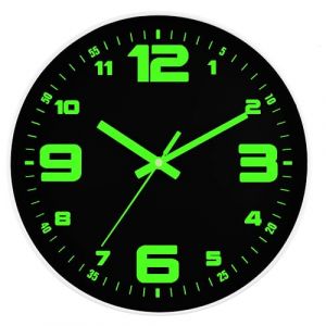 DIYZON Horloge Murale Lumineuse, Silencieuse sans Tic-Tac 30 CM Fonctionne &agrave; Piles Horloges Murales Lumineux, Style Moderne en Verre, D&eacute;corative pour Cuisine, Maison, Chambres, Bureau (HomzonDirect EU, neuf)