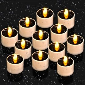 Kasanni Bougie LED Solaire Exterieur, 12 PCS Fausse Bougie Chauffe Plat Solaires Flamme Vacillante, pour F&ecirc;te, Exterieures Jardin, Cimeti&egrave;re, Lanterne, Chambre, Halloween Decoration Anniversaire (Kaishanni Store, neuf)