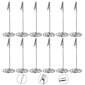 12pcs Porte-Photos Pince Sur Pied, Porte-Cartes De Table, Porte-MéMo Clips Porte-Notes Verticaux Porte-NuméRos Photo Clip De Notes Pour Mariage, FêTe, RéUnion, Bureau Clips Photo De Bureau (Argent) (xiaoshanxiong, neuf)