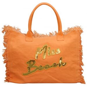 Miss Beach - sac de bain zippé - sac de plage - sac pique-nique - cabas en toile, Orange XL (Jennifer Jones GmbH, neuf)