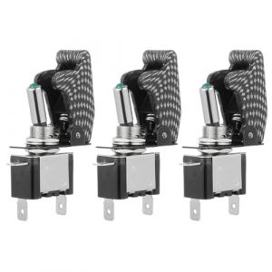 ETOPARS 3 Pi&egrave;ces Interrupteur &agrave; Bascule de Voiture 12V 20A Voiture Interrupteur &agrave; Levier Auto Vert Lumi&egrave;re Commutateur &agrave; Bascule on/Off 2 Positions 3 Broches Couverture Carbone (Etocars, neuf)