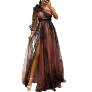 G&eacute;n&eacute;rique Robe De Soiree Femme Robe Ceremonie Femme Manche Longue Sexy Moulante Sexy Invit&eacute;e Luxe Dentelle Coton Glamour Cocktail Ceremonie Ropa Mes Commandes Pass&eacute;es 2#Brun M (SHONTON, neuf)