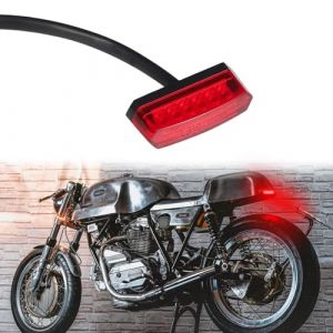 LOKLISUM Mini Feu Arriere Led pour Moto 12V 6LED Feu Stop Moto Universel pour Moto Enduro Cafe Racer Bobber (Rouge Coquille) (HOISUM, neuf)
