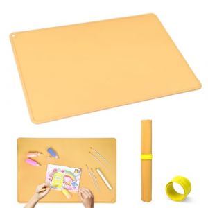 Luxoraiova Sous-main de peinture en silicone avec clip d'absorption magnétique - Grand tapis de bureau pour enfant - 60 x 40 cm - Réutilisable - Pour le bricolage, la peinture - Orange (Luxoraiova, neuf)