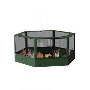 DINMO Parc pour Petits Animaux, Bo&icirc;te d'&Eacute;levage pour Poussins avec Toit, Cl&ocirc;ture d'Int&eacute;rieur pour Animaux, Cage pour Cochon d'Inde, Enclos avec Sol Imperm&eacute;able pour Hamsters, H&eacute;rissons, Vert et Noir (Dinmo Direct, neuf)