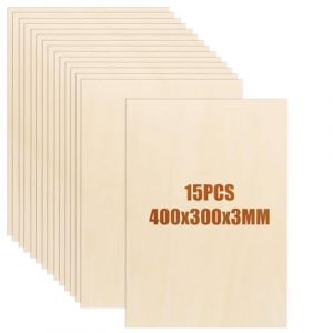 JMIATRY 15 Pcs Contreplaqué 3mm, 400 x 300mm Feuille de Bois, Panneau Bois Contreplaqué pour DIY, Maquette de Maison, d’avion, Artisanats (JMIATRY, neuf)