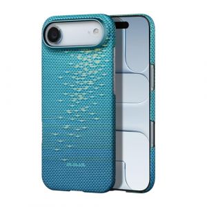 pitaka Coque de protection magn&eacute;tique pour iPhone Air - En fibre aramide - Compatible avec Magsafe - Coque ultra fine - Avec prise en main confortable - Bleu lucide (PITAKAofficial, neuf)