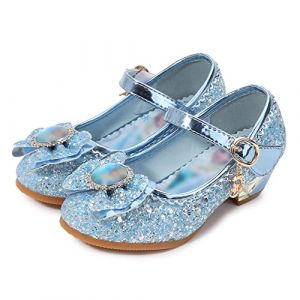 Eleasica Fille Talons Hauts Chaussures de Princesse Reine des Neiges Elsa Anna Paillettes D&eacute;guisement Doux Halloween No&euml;l Anniversaire Carnaval Cosplay,Bleu,29 EU (Eleasica, neuf)
