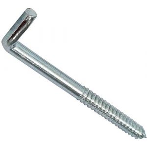 Aerzetix - Lot de 10 - Vis &agrave; Bois Filet&eacute; - Crochet en Forme de L - Gond &agrave; Visser Piton Equerre - &Oslash;10x120mm - en Acier-Zingu&eacute; M&eacute;tal - Bricolage R&eacute;novation - C44755 (Tuning, neuf)