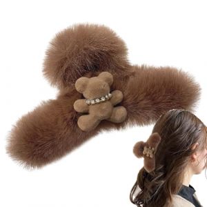Pince &agrave; cheveux en peluche - Pince &agrave; cheveux en peluche surdimensionn&eacute;e - Accessoire de cheveux d&eacute;coratif - Barrette forte non glissante avec un design adorable - &Eacute;pingle &agrave; cheveux tendance pour les (anticl, neuf)