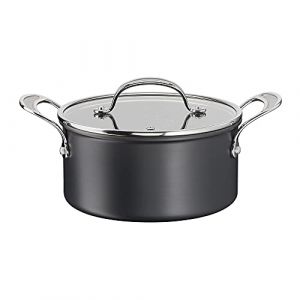 Tefal Jamie Oliver Cook's Classics Faitout de 24 cm, antiadh&eacute;sif, passe au four, &agrave; induction, couvercle en verre, poign&eacute;e rivet&eacute;e, aluminium anodis&eacute; dur, faitout de 24 cm + couvercle, noir (Retroberto, neuf)