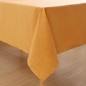 Homaxy - Nappe aspect lin lavable effet lotus - carrée - 140 x 200 cm - Nappe imperméable - Nappe de table anti-taches - Jaune (Homaxy EU, neuf)