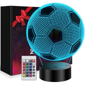 Polemera Cadeau Foot Garcon, Veilleuse 3D Illusion Football pour enfants en 16 couleurs, Cadeau garçon 7 8 9 10 11 12 13 14 ans, Lampe foot, Decoration Chambre, Chambre enfant garcon (Football) (ATTSUY, neuf)